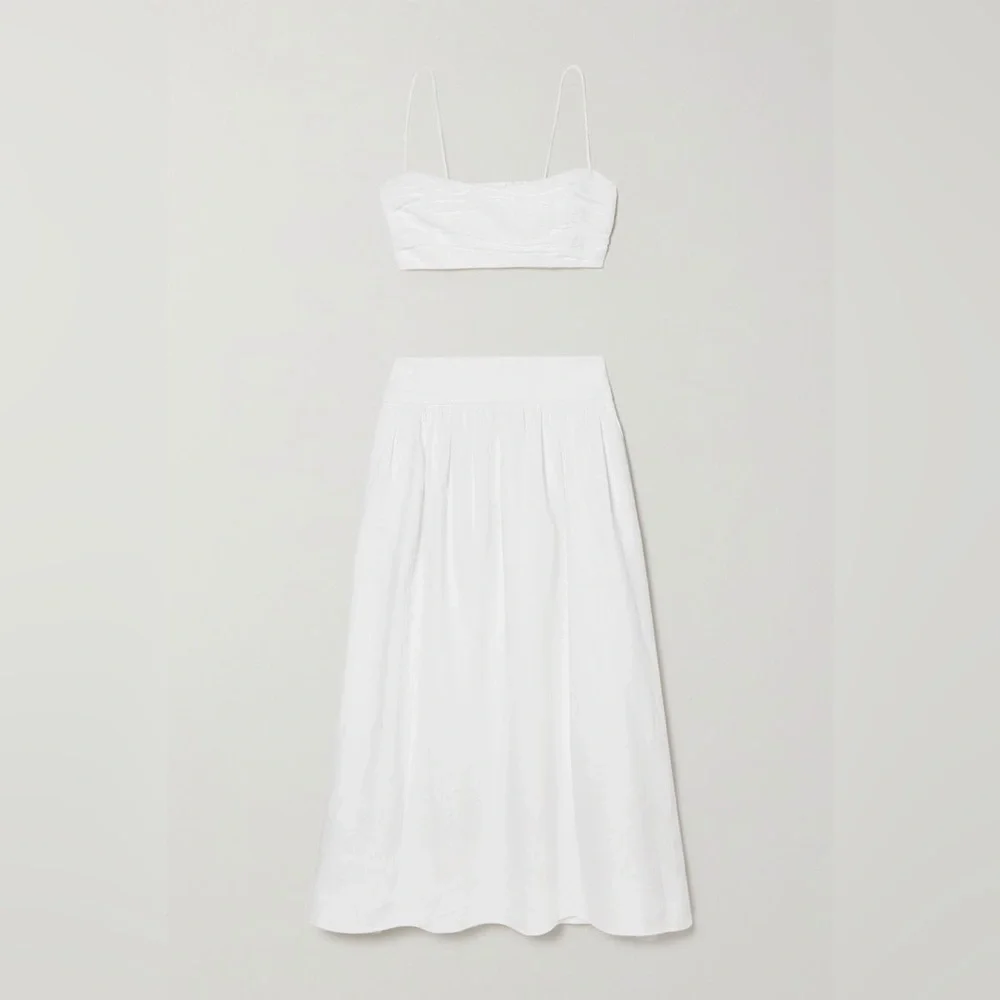 NWT Reformation Louise Linen Set Two Piece white size 12 skirt size 10 top